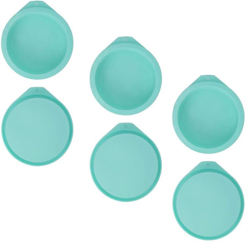 Staruby 6-Pack Silicone Cake Molds 4 Inch Round Cakes Pans Green Baking Pan Set Silicone Baking Mold DIY Rainbow Cakes and Round Resin Coaster Molds, 0.8 Inch Deep (Green) - Image 1