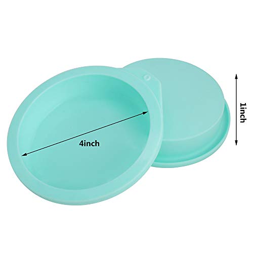Staruby 6-Pack Silicone Cake Molds 4 Inch Round Cakes Pans Green Baking Pan Set Silicone Baking Mold DIY Rainbow Cakes and Round Resin Coaster Molds, 0.8 Inch Deep (Green) - Image 3