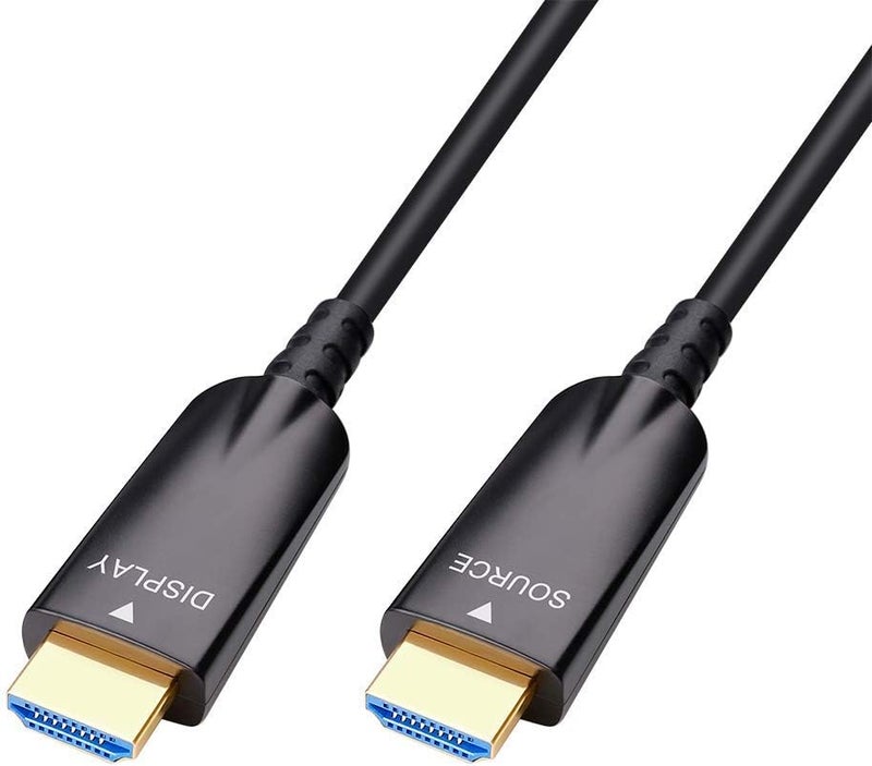 دي تك كابل HDMI من الألياف الضوئية من بطول 328 قدمًا، يدعم تقنيات 4K بمعدل 30 هرتز و1080p والفيديو عالي الدقة بتقنية 3D وARC وHDCP وCEC وبسرعة عالية (100 مترًا، لون أسود). - Image 1