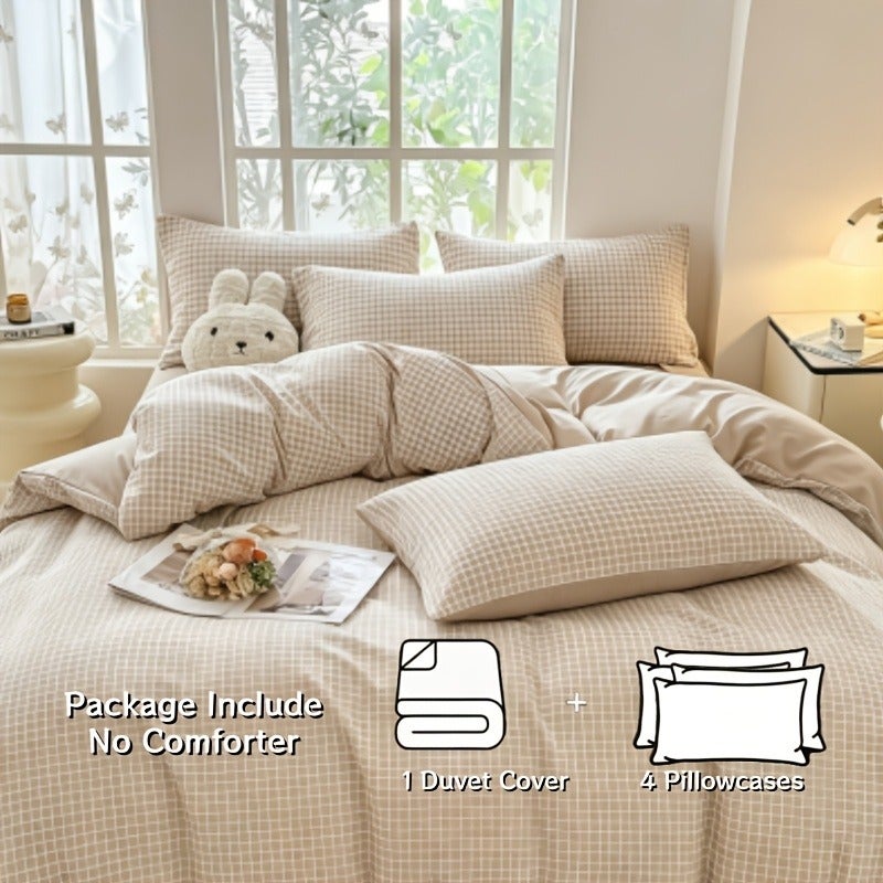 New 4pcs Bedding - (1 Flat Sheet + 1 Duvet Cover + 2 Pillowcases), Soft, Comfortable, and Skin-Friendly All-Season Bedding. No Pillow or Duvet Included, Suitable for Bedrooms and Guest Rooms - Image 3