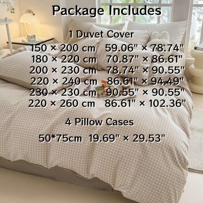 New 4pcs Bedding - (1 Flat Sheet + 1 Duvet Cover + 2 Pillowcases), Soft, Comfortable, and Skin-Friendly All-Season Bedding. No Pillow or Duvet Included, Suitable for Bedrooms and Guest Rooms - Image 2