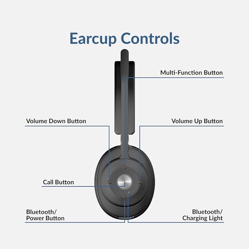 Cyber Acoustics CA Essential Bluetooth Headset (HS-2000BT) – Professional Wireless Headset Optimized for UC Platforms, ANC & ENC Technology Ensure Quality Audio for Calls & Music, Earcup Controls, Comfortable - Image 5