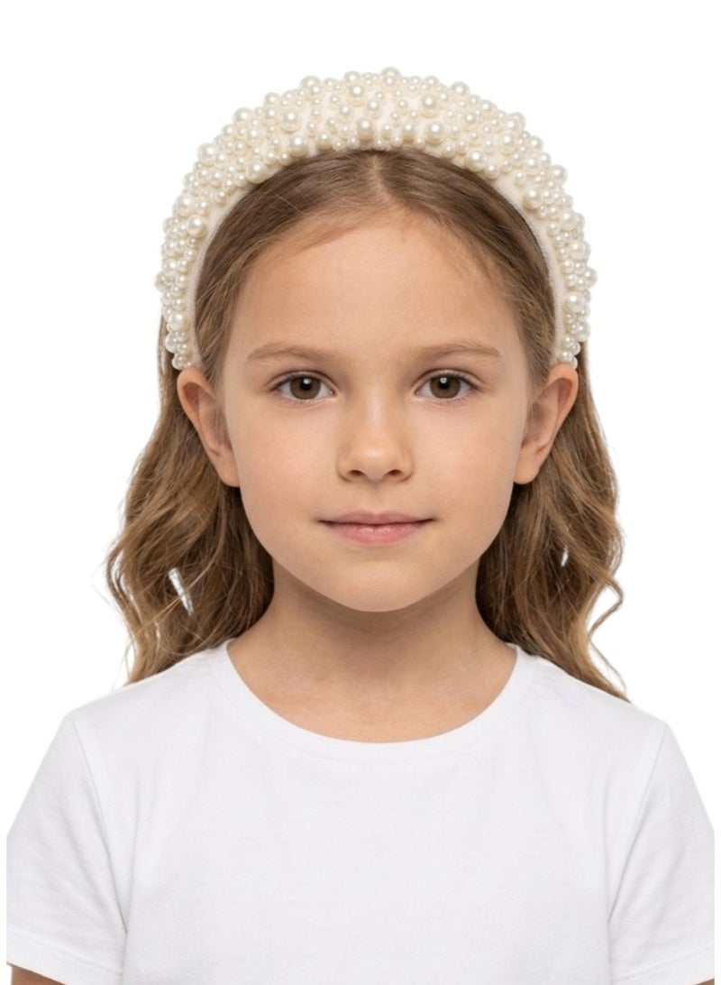 Bidani Faux Pearl Headband - White - Image 1
