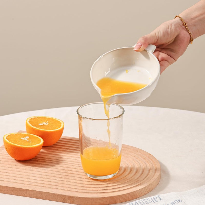 Tuioyoc Ceramic Citrus Lemon Orange Juicer Manual Squeezer, Hand Juicer Reamer Rotation Press with 6.8oz Bowl, Strainer Lid, Spout, Handle, Dishwasher Safe, Easy to Clean - Image 5