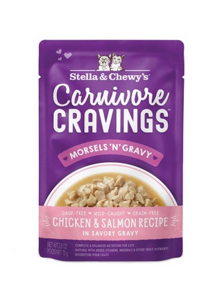 Carnivore Cravings Morsels N Gravy Chicken And Salmon Recipe Cat Wet Food Pouch