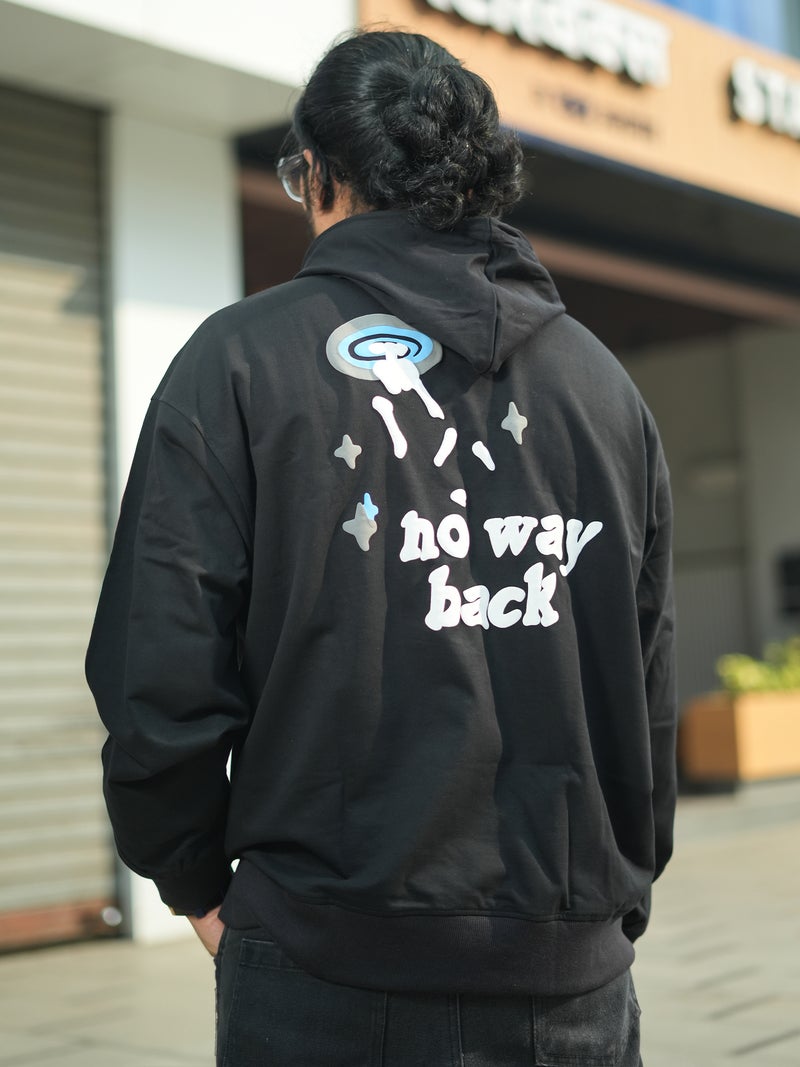 Maniac Mens Printed Hooded Neck Fullsleeve Black and White Cotton Sweatshirt - Image 3