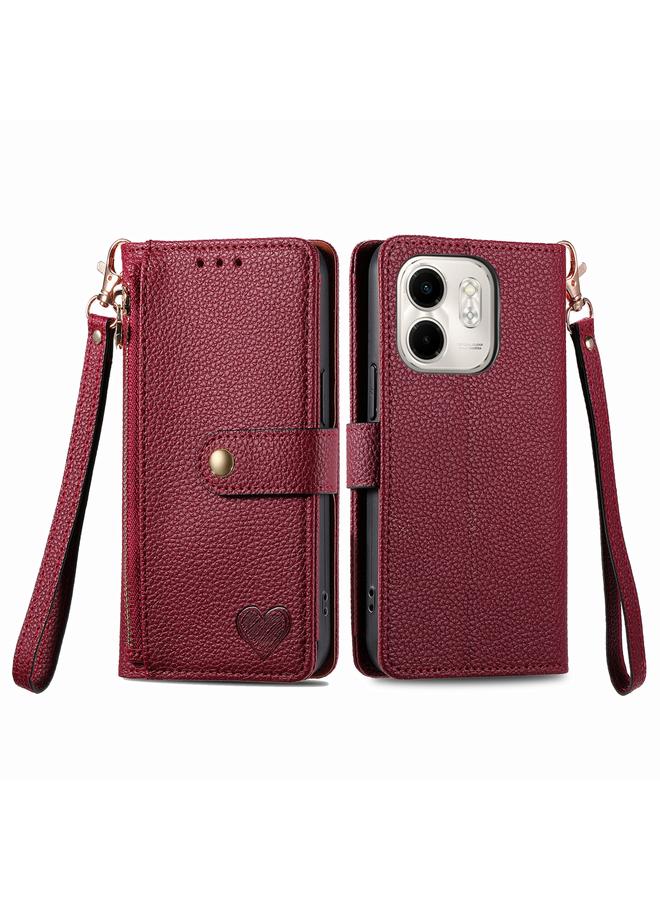 S-TOP Case For Infinix Smart 9 Love Zipper Lanyard Leather Phone Case - Image 2