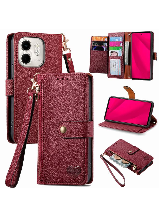 S-TOP Case For Infinix Smart 9 Love Zipper Lanyard Leather Phone Case - Image 1