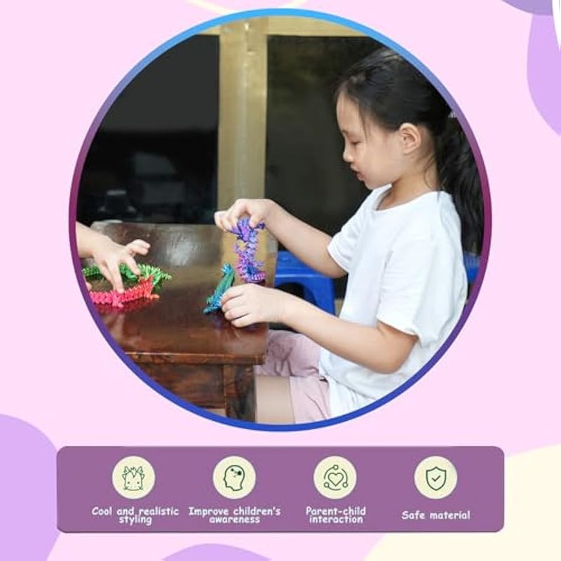 3D Printed Dragon Crystal Dragon Fidget Toy Home Office Decoration Executive Desk Toy (Purple) - Image 4