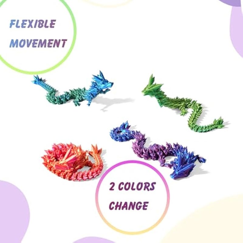 3D Printed Dragon Crystal Dragon Fidget Toy Home Office Decoration Executive Desk Toy (Purple) - Image 3