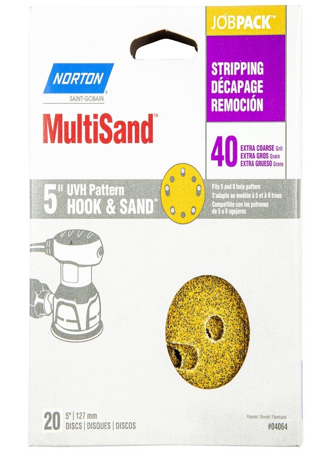Norton MultiSand Hook and Loop Sanding Discs, Orbital Sander Sandpaper for Wood, Metal and Fiberglass, 40 Grit Sand Paper, 5 Inch Sanding Discs Hook and Loop, Pack of 20 - Image 2
