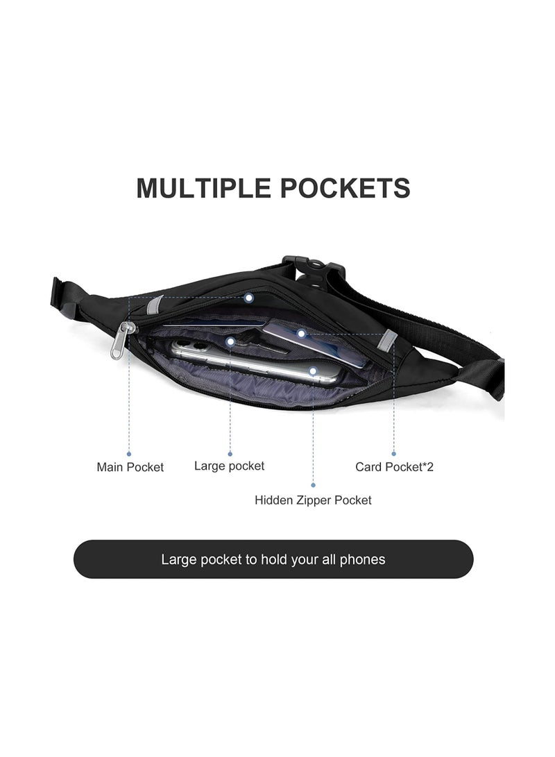Suntown حقائب فاني للنساء حقائب كروس بودي عصرية حقائب حزام متعددة الألوان حقيبة خصر مقاومة للماء حقيبة فاني بحجم كبير للرجال مع منفذ سماعة الرأس للجري تناسب جميع الهواتف سوداء - Image 5