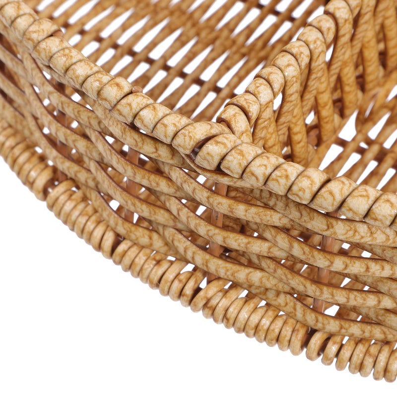 Natural Rattan Round Serving Tray with Compartments Lightweight for Fruit Snacks Dining Entertaining - Image 4