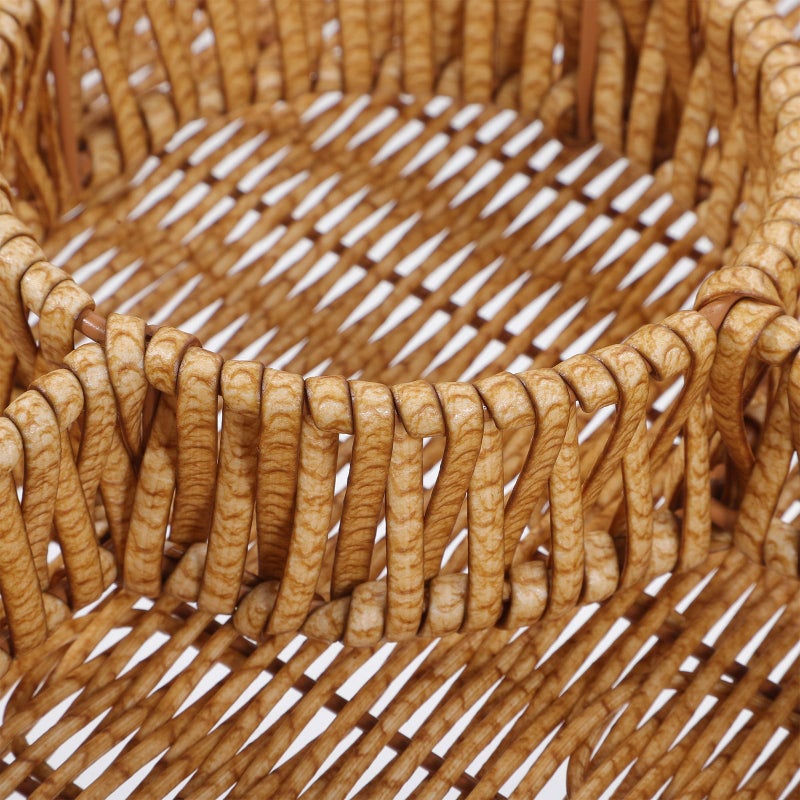 Natural Rattan Round Serving Tray with Compartments Lightweight for Fruit Snacks Dining Entertaining - Image 5