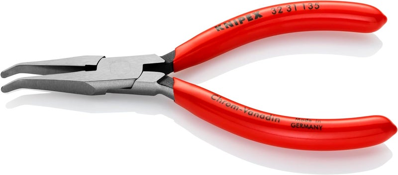 KNIPEX Long Nose Relay Adjusting Pliers with Flat Tips, 40 Degree Angled Design, Red - Image 3
