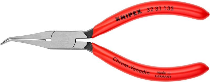 KNIPEX Long Nose Relay Adjusting Pliers with Flat Tips, 40 Degree Angled Design, Red - Image 1