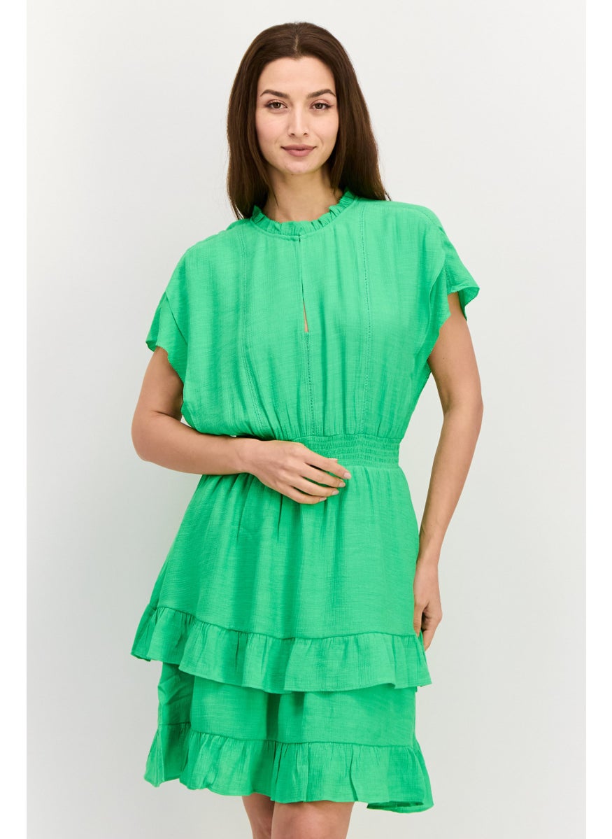 Scotch & Soda Women Textured Mini Dress, Green  - Image 1