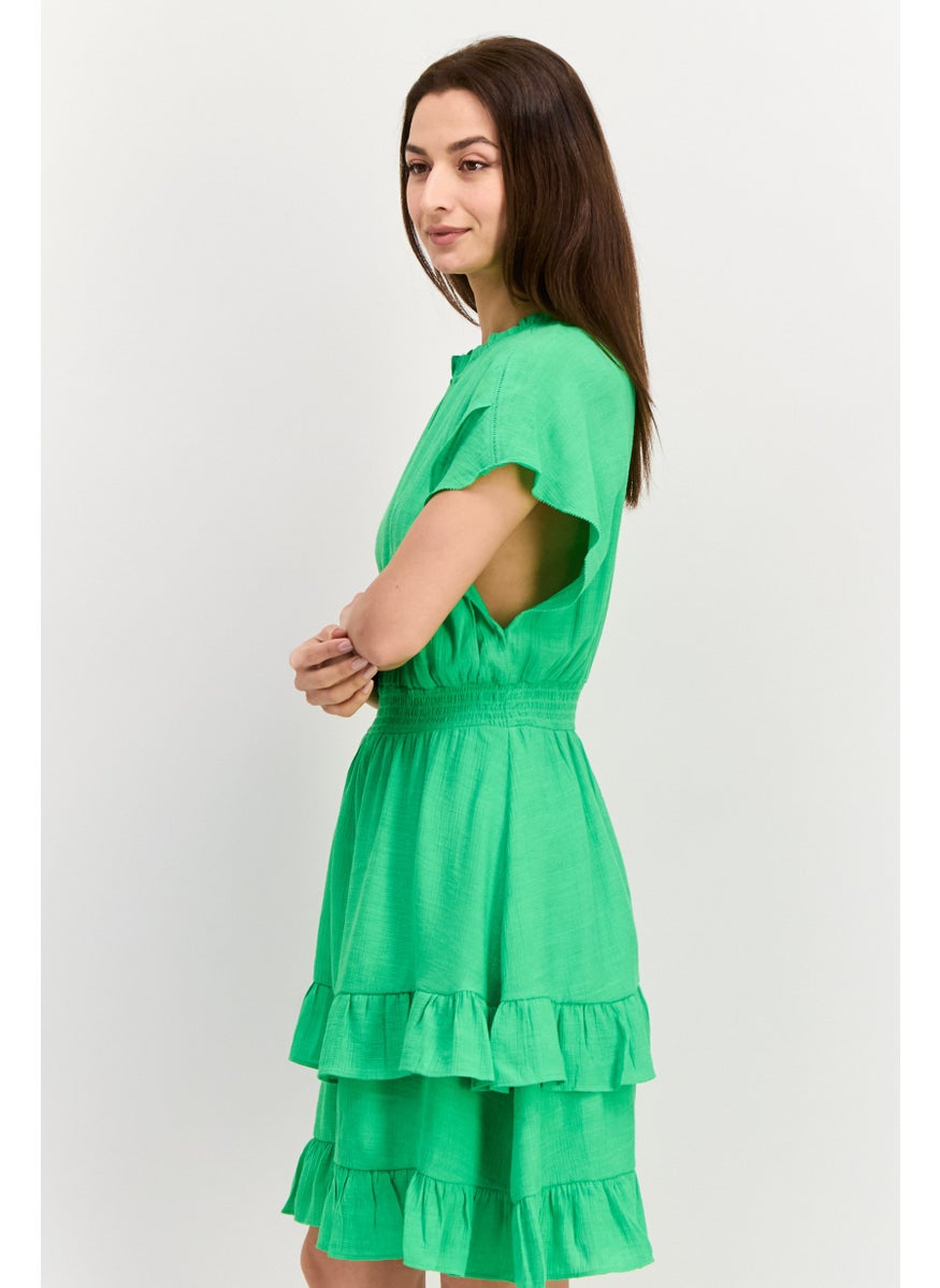 Scotch & Soda Women Textured Mini Dress, Green  - Image 2