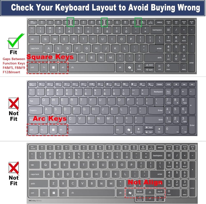 Saco Laptop Keyboard Cover Compatible for 2025 Lenovo IdeaPad Slim 3 15IRH10 15Q8X10 Model 83K100C6IN, 83K100CGIN, 83K100CJIN Series 15.3 Inch Laptop, Silicone Clear - Image 2