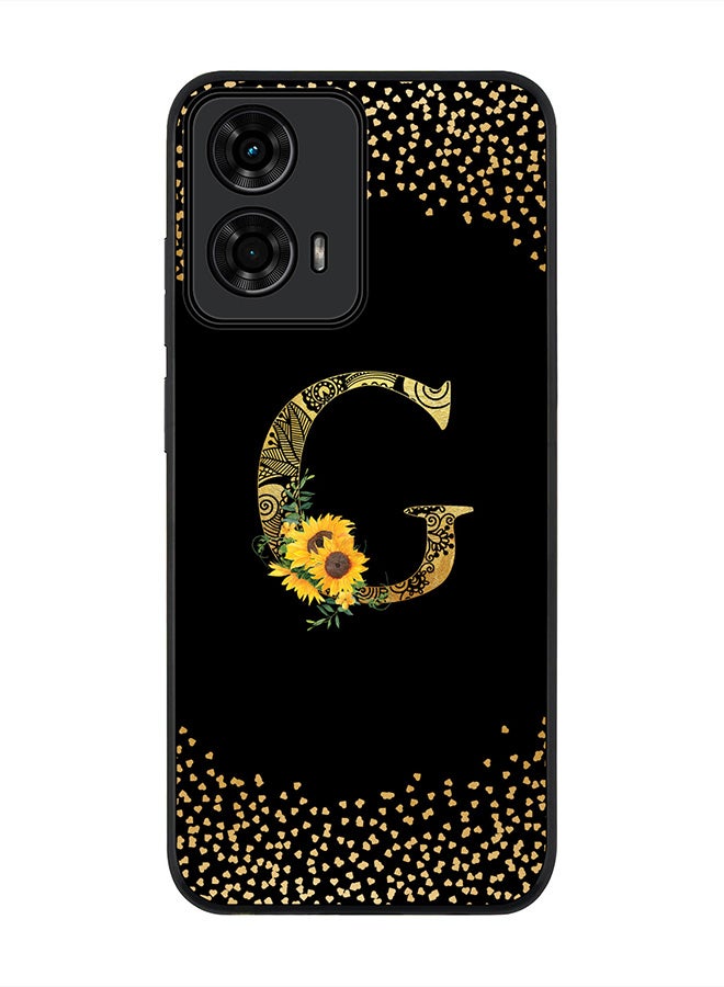 Stylizedd For Motorola Moto G04 / G04s Case,Slim fit Camera Protection, Shockproof Thin Phone cover - Custom Floral Monogram - G ( Black ) - Image 1