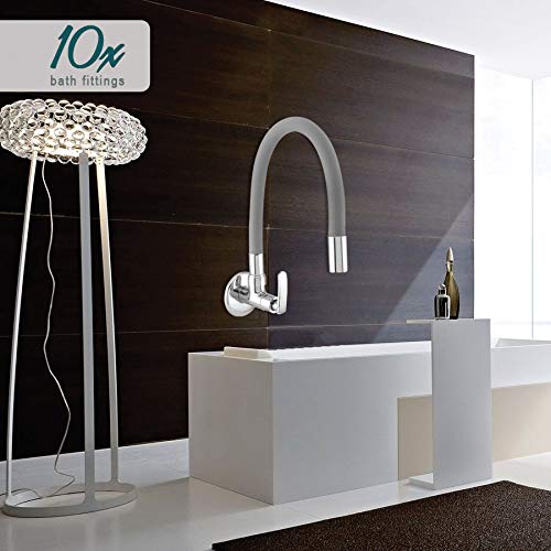 10x SC-4565 Brass Spout Sink Cock, Silver, Chrome Finish - Image 2