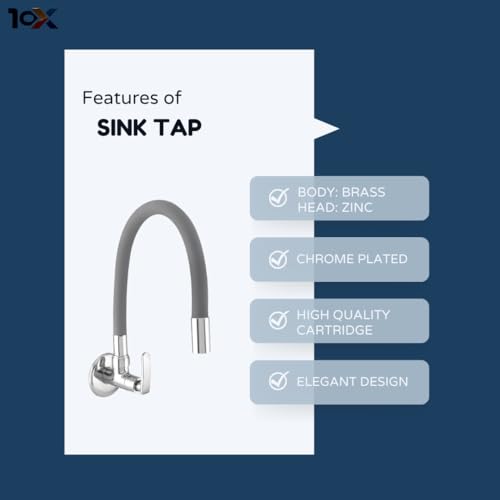 10x SC-4565 Brass Spout Sink Cock, Silver, Chrome Finish - Image 4