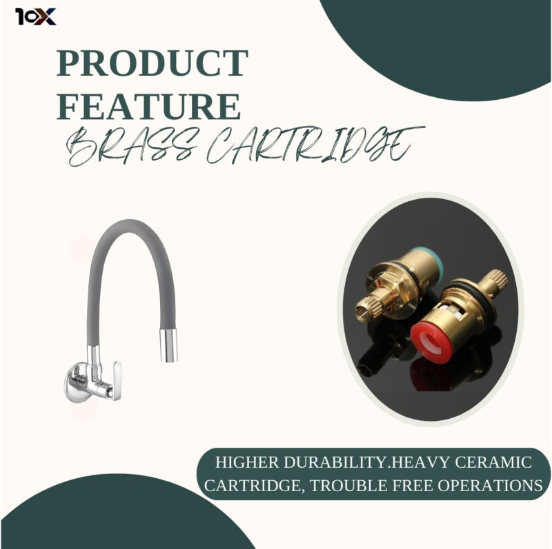 10x SC-4565 Brass Spout Sink Cock, Silver, Chrome Finish - Image 5