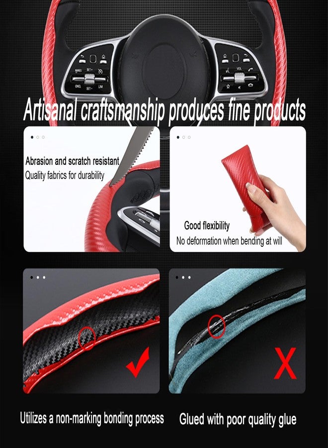LevChall 3-Piece Carbon Fiber Car Steering Wheel Cover, Anti-Skid Segmented Butterfly Universal Wheel Cover, Car Interior Accessories, Fit for 99% Cars (Red) - Image 3