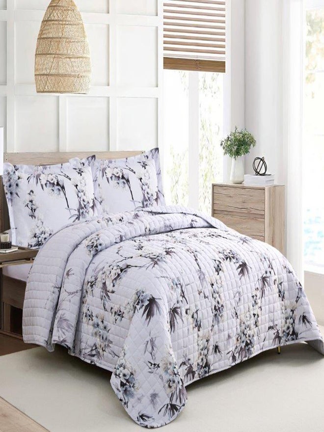 VALENTINI 4-Piece Microfiber Printed Bedspread Queen Set - Image 1