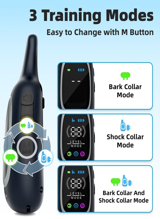 Aikeep 2-in-1 Dog Shock Collar and Bark Collar for Dogs - 3300FT Dog Training Collar with Remote, IP67 Waterproof e Collar with Anti-Bark/Beep/Vibration/Shock Modes for Small Medium Large Dog(8-120Lbs) - Image 3