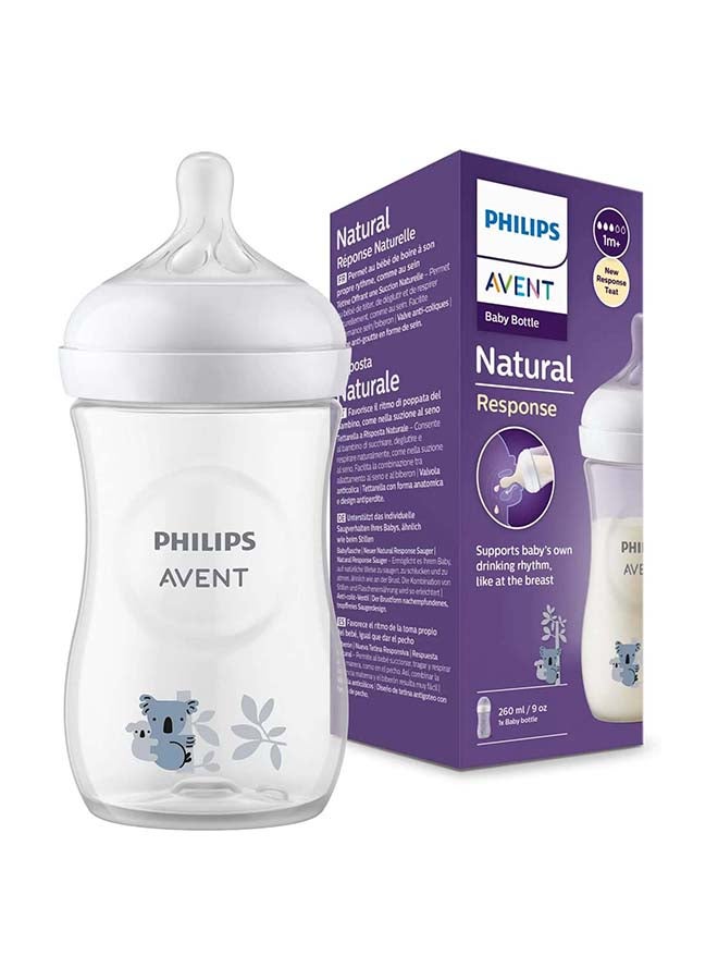 Philips Avent Natural Response Baby Bottle 260 ML, 1 Month+, Koala Pattern, Model SCY903/67 - Image 1