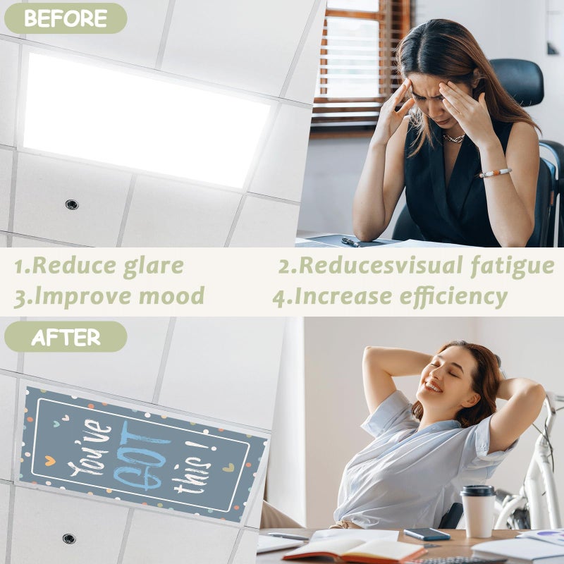Wiooffen 8 Pcs Fluorescent Light Covers with 80 Magnets Decorative for Classroom Ceiling Light 4 x 2 Feet Magnetic Lights Covers Filter Easy Install for Office Hospitals & Home Drop Ceiling Supplies (Boho) - Image 3