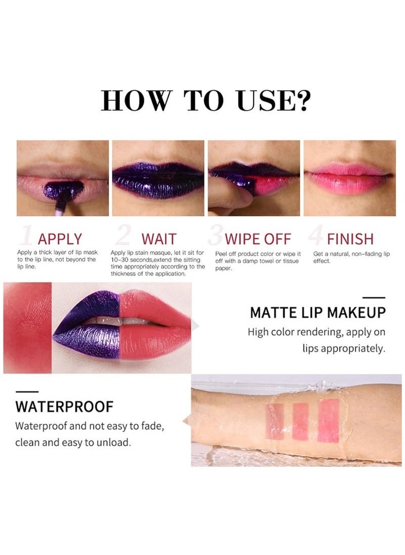 lakerain New Peel Off Lip Stain,3 Colors Peel Off Lip Stain Lip Tint Set, Long Lasting Peel Reveal Lip Stain, Matte Nude, Nonstick Cup, Peel-Off Lip Gloss Mask Tint Pack Celebrating Beauty for Women and Girls  - Image 5