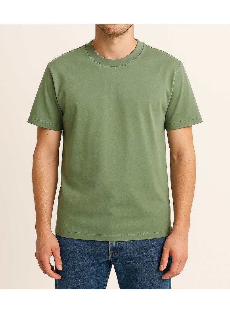 Oversized Fit Crew Neck Cotton Basic T-Shirt-Unisex Basic Oversized T-Shirt-Round Neck CottonT-Shirts-Oversized Plain T-Shirts-Streetwear T-Shirts-Undershirts' Basic-Basic Under Jacket  - Image 3