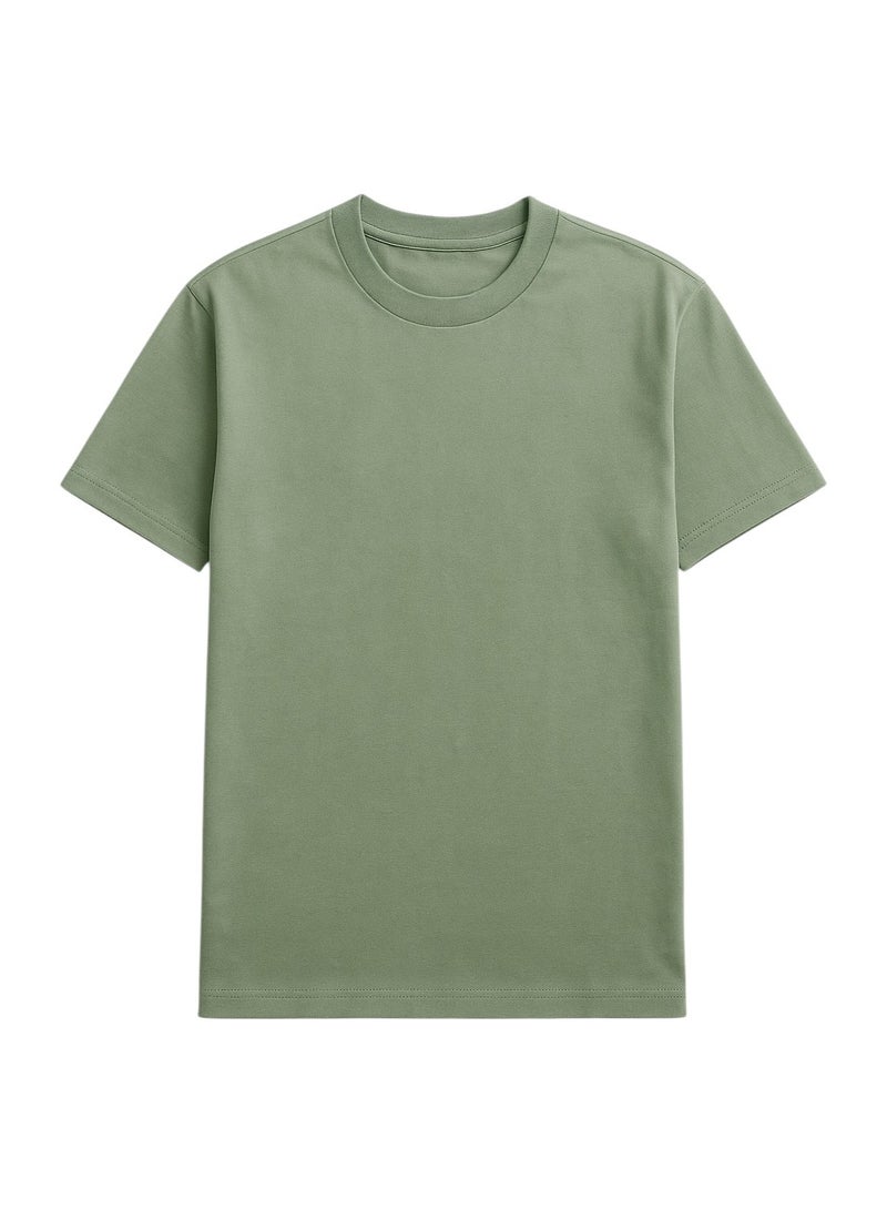 Oversized Fit Crew Neck Cotton Basic T-Shirt-Unisex Basic Oversized T-Shirt-Round Neck CottonT-Shirts-Oversized Plain T-Shirts-Streetwear T-Shirts-Undershirts' Basic-Basic Under Jacket  - Image 1