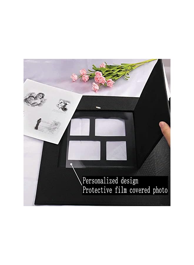 The Bros Extra Large Photo Album 600 Pockets With Window,Sewn Bonded Leather Book Pockets Hardcover Photo Frame 6x4 Photos Wedding Gift Valentines Day Present (Black) - Image 4