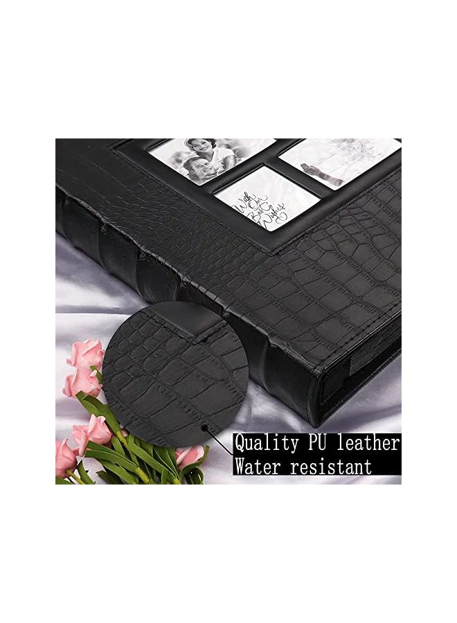 The Bros Extra Large Photo Album 600 Pockets With Window,Sewn Bonded Leather Book Pockets Hardcover Photo Frame 6x4 Photos Wedding Gift Valentines Day Present (Black) - Image 5