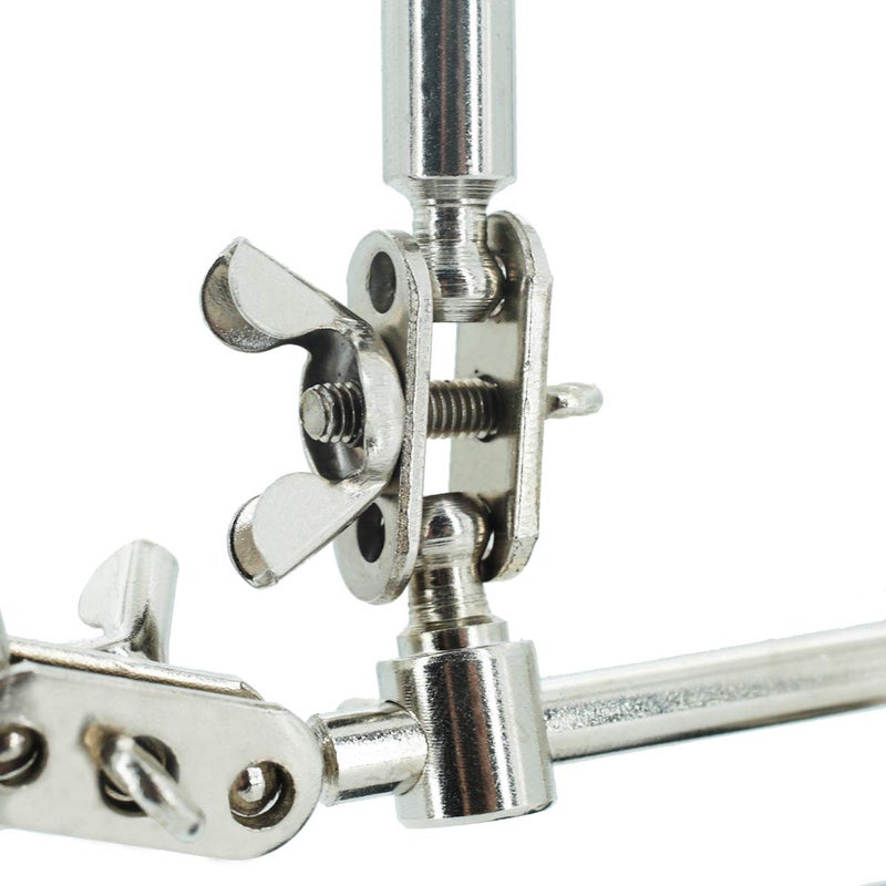DEVMO Third Hand Soldering Solder Iron Stand Holder Magnifier Station Tool Adjustable Helping Hand with Magnifying Glass Dual Alligator Clips - Image 3