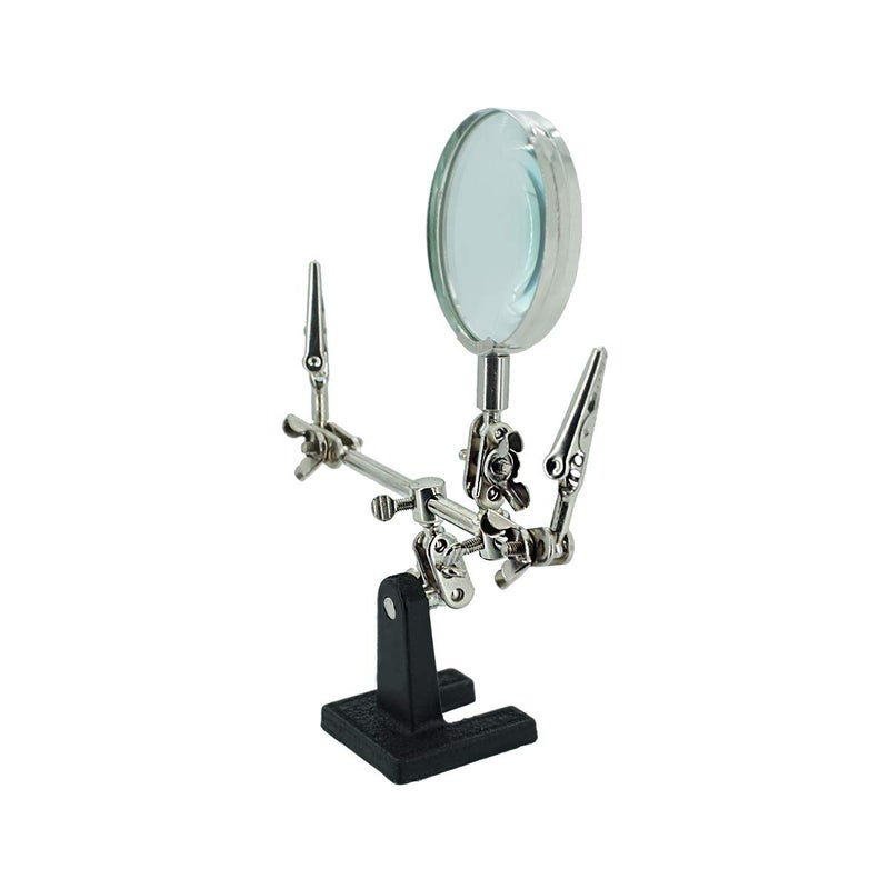 DEVMO Third Hand Soldering Solder Iron Stand Holder Magnifier Station Tool Adjustable Helping Hand with Magnifying Glass Dual Alligator Clips - Image 2