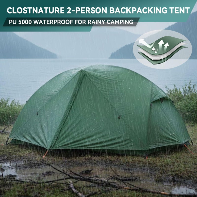 Clostnature 2 Person Backpacking Tent - Lightweight Two Person Tent for Backpacking, Easy Set Up Waterproof Camping Tent for Adults, Kids, Scouts, Large Size Outdoor, Hiking Gear - Image 3