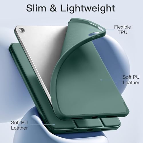 CERLINK Case for iPad (A16) 11th/10th Generation (2025/2022)-Auto Sleep/Wake Cover Pencil Holder Soft Flexible Case Recoil Series for Apple iPad 10th/11th Gen (Pine Green) - Image 4