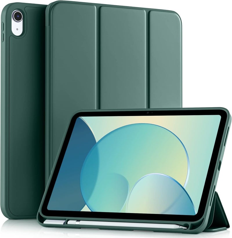 CERLINK Case for iPad (A16) 11th/10th Generation (2025/2022)-Auto Sleep/Wake Cover Pencil Holder Soft Flexible Case Recoil Series for Apple iPad 10th/11th Gen (Pine Green) - Image 1