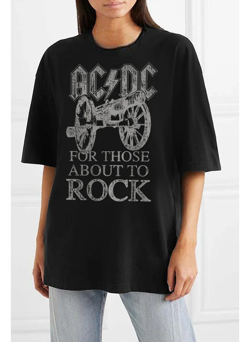 روك اند رول Top Rock Acdc Black Oversize Women's T-Shirt