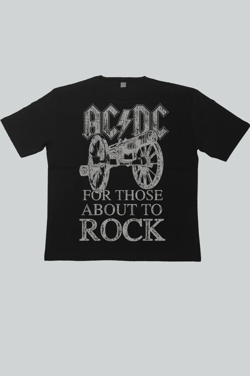 روك اند رول Top Rock Acdc Black Oversize Women's T-Shirt