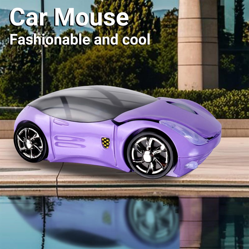 elec Space Wireless Mouse, 2.4GHz Car Wireless Mouse Cool 3D Sport Ergonomic Optical Cordless Mice with USB Receiver for PC Laptop Computer Women Small Hands (Purple) - Image 2