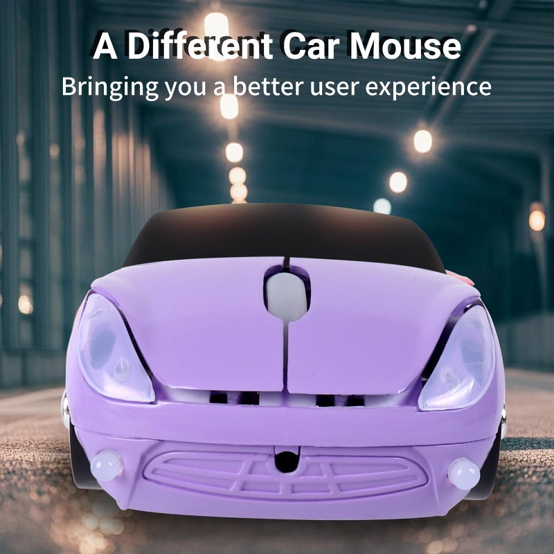 elec Space Wireless Mouse, 2.4GHz Car Wireless Mouse Cool 3D Sport Ergonomic Optical Cordless Mice with USB Receiver for PC Laptop Computer Women Small Hands (Purple) - Image 3