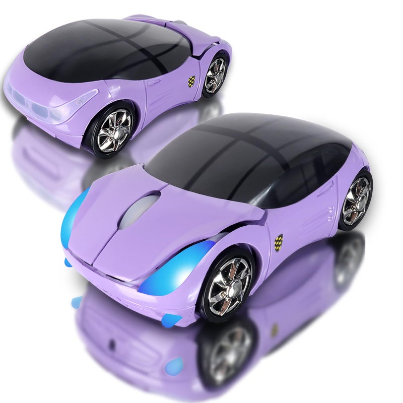 elec Space Wireless Mouse, 2.4GHz Car Wireless Mouse Cool 3D Sport Ergonomic Optical Cordless Mice with USB Receiver for PC Laptop Computer Women Small Hands (Purple) - Image 1