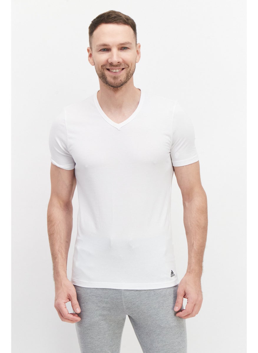 Adidas Men 2 Pieces Solid Undershirt, White  - Image 1