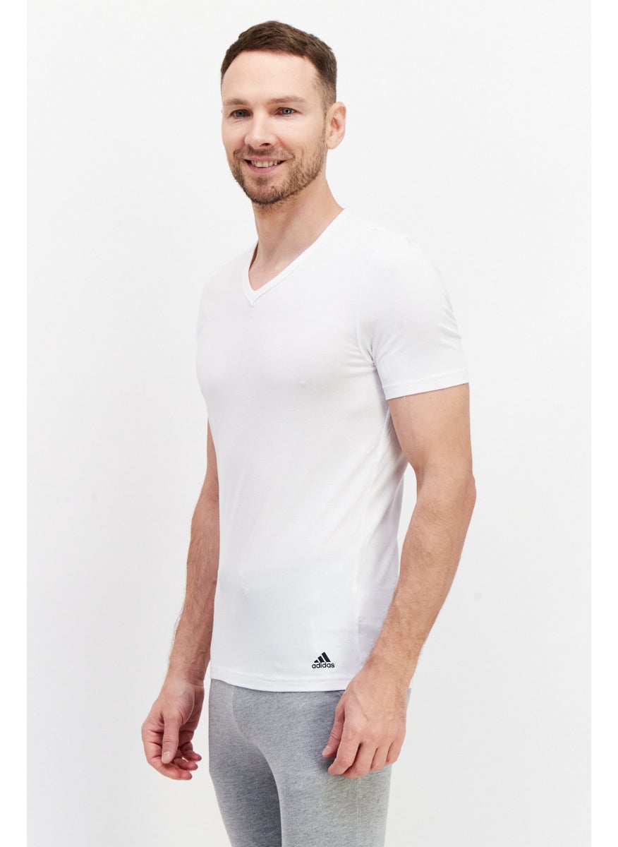 Adidas Men 2 Pieces Solid Undershirt, White  - Image 3
