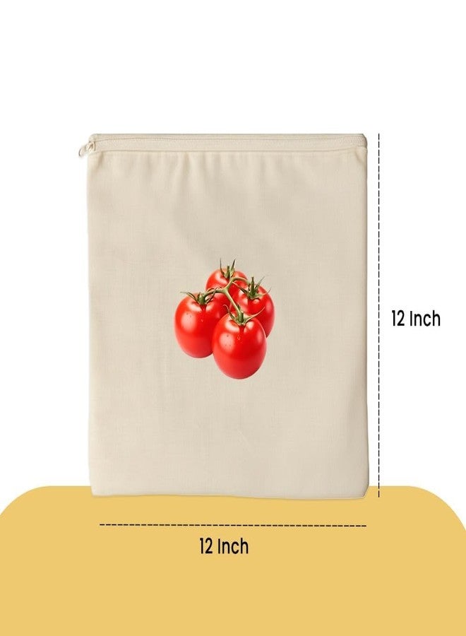 BSITFOW Reusable Vegetable Bags, Cotton Washable - Organic Cotton Vegetable Bags - Cloth Bag with Zipper - Fabric Produce Bag - Bread Sack (10 pcs)(Beige) - Image 2